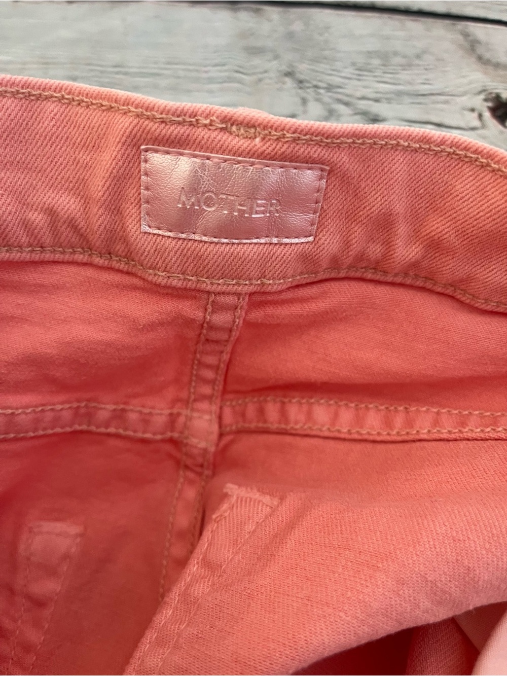 MOTHER Peach Coral Pink Wide-Leg Ankle Jeans Mid Rise Maven Size 26 - Picture 5 of 7